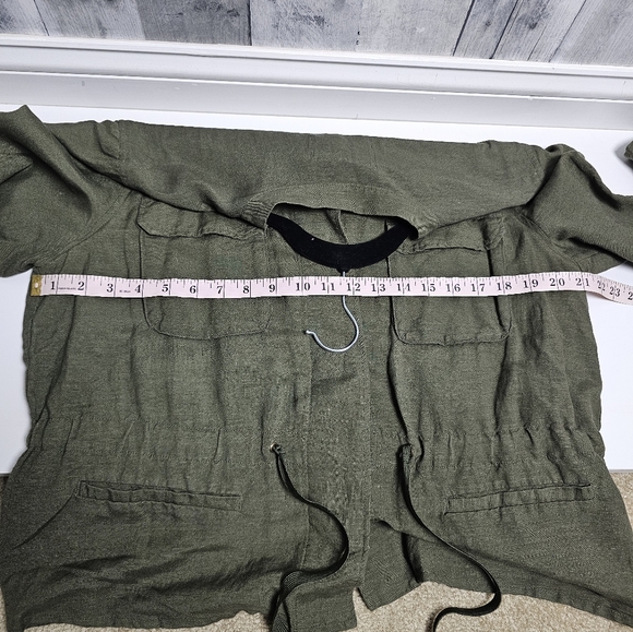 Who What Wear Womens Jacket Size L Olive Green Button Up Pockets Linen & Rayon - Picture 9 of 9